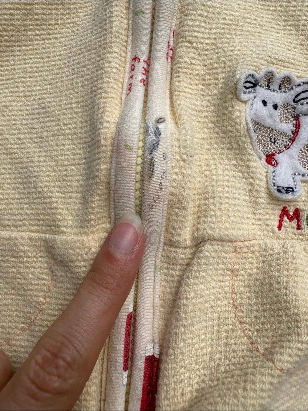 Vintage Yellow Baby Zip Up Sweater Size 6-9 Months Cow Appliqué Cottagecore